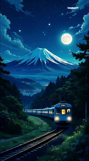 Aesthetic Anime World Live Wallpaper Featuring Mount Fuji