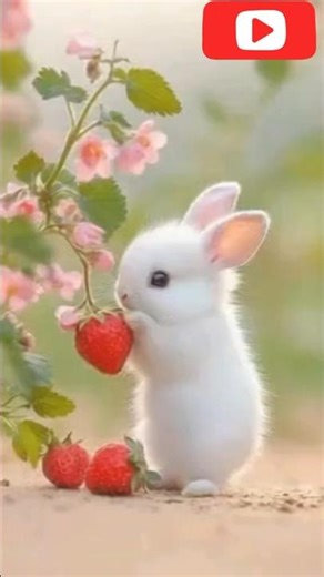 Watch This Cute Bunny Dance with Strawberries! #Shorts