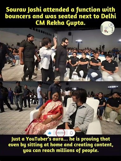 The Power of a YouTuber! 💎🚀 Sourav Joshi Seated with Delhi CM.#shorts #viral #trending #ytshorts