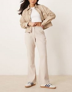 Abercrombie & Fitch curvy low rise bootcut trousers in grey | ASOS