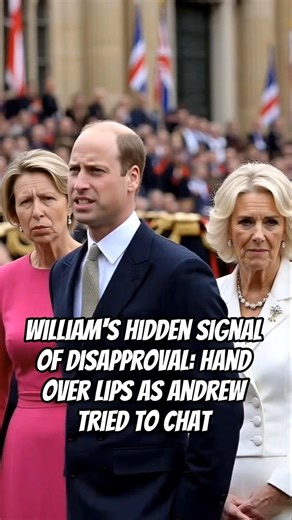 William's Hidden Signal of Disapproval: Hand Over Lips as Andrew Tried to Chat #princewilliam #royal