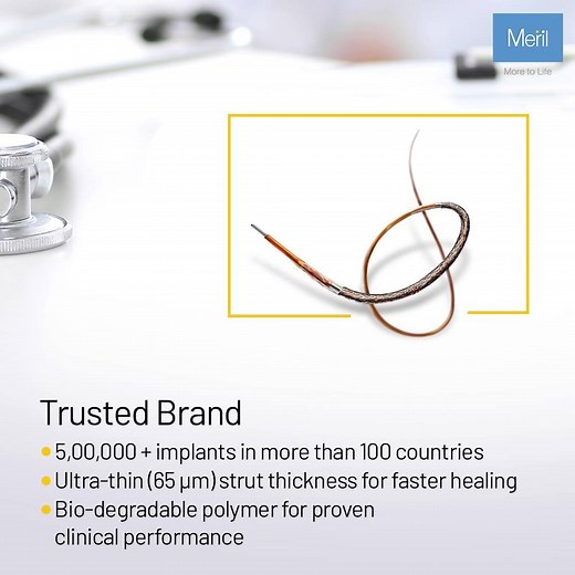 BioMimeTM is a Sirolimus Eluting Coronary Stent System with an ultra-thin strut thickness. Combined with a novel hybrid design, it allows for high flexibility, side branch access and optimal radial strength. To learn more about it, visit https://www.merillife.com/medical-products/vascular-intervention More to life, health for all. . . . . . #VascularIntervention #BioMime #MerilLife #MoreToLife #MedicalDevices #Innovation | Meril