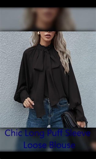 Chic Long Puff Sleeve Loose Blouse #fashion #maximalistfashion #womensclothing