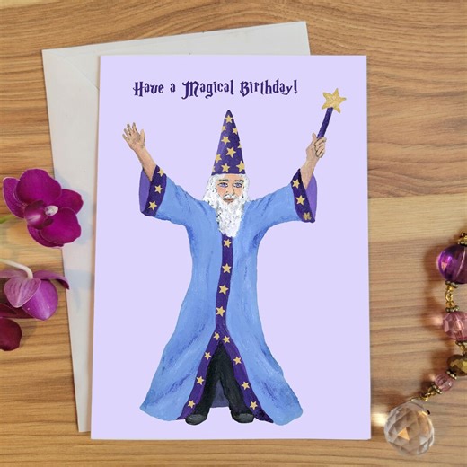 Magical Birthday Wizard Greeting Card | Digital Download Printable Card - Etsy