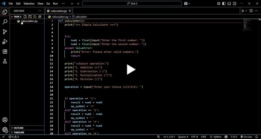 #codsoft #internship #python #webdevelopment #softwaredevelopment #programming #coding #calculator | Mittapally Hasini reddy