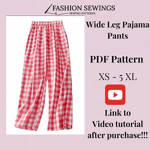Wide Leg Pajama Pants Sewing Pattern: Women's Sizes XS-5XL (PDF Pattern) - Etsy
