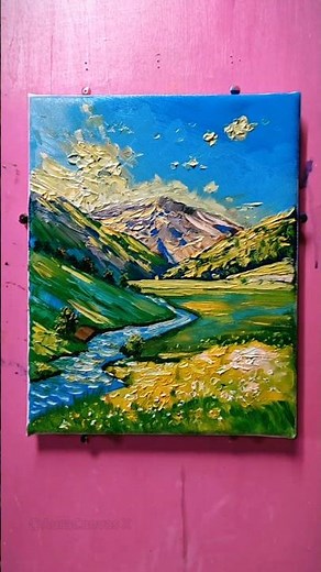 Majestic Mountain Valley Painting 🏔️ | Easy Acrylic Landscape Painting Process 🎨