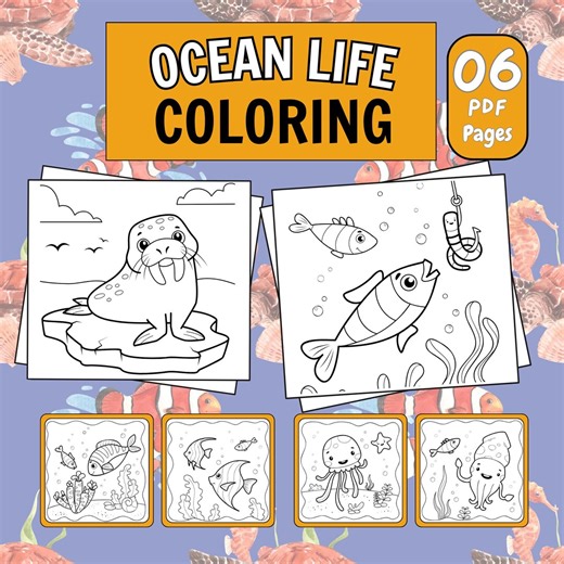 Ocean Life Coloring Book - Etsy