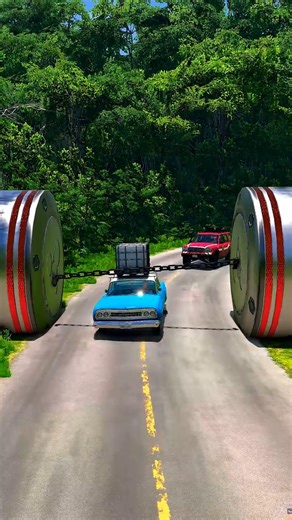 Cars & School Bus vs Chained Hydraulic Crush - BeamNG.drive #shorts #beamngdrive #beamng