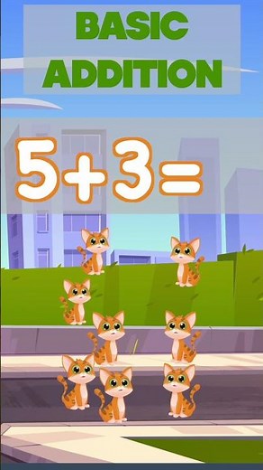 Basic Addition for Kids. 5+3=? . Kindergarten & 1st Grade Math Learning