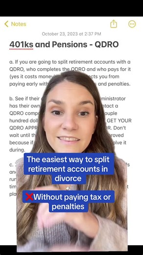 #greenscreen the easiest way to split retirement accounts in divorce without paying taxes or penalities. #divorcedwomen #divorcedwomenover50 #highconflictcoparenting #mediation #assetsplit #retirement #prepare4divorce #divorcehelp #divorcesettlement #divorcedparents #qdro #divorce