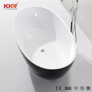 [Hot Item] Solid Surface Tub Cultured Marble Freestanding Bathtub Black