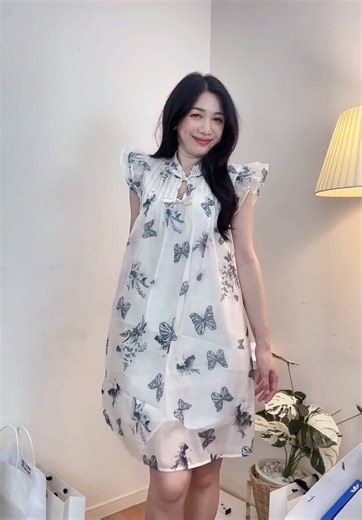 มินิเดรสผ้าชีฟองมีซับใน มีซิปด้านหลัง #creatorsearchinsights #มินิเดรส