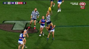 Tom Stewart's screamer was so huge, he couldn't help but grin! | AFL