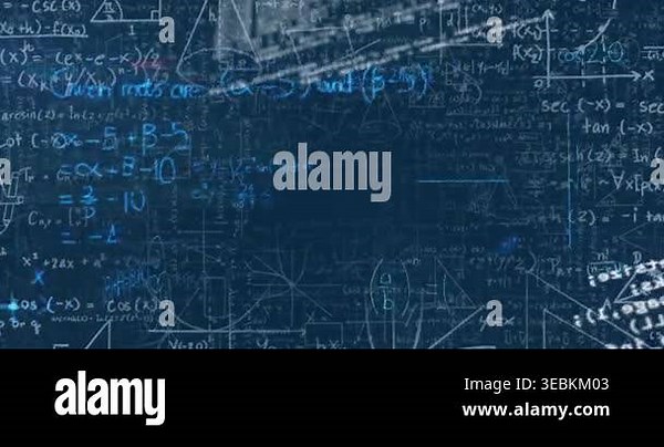 Animation of mathematical equations and data processing on blue background. global business and digital interface concept digitally generated video Stock Video Footage - Alamy