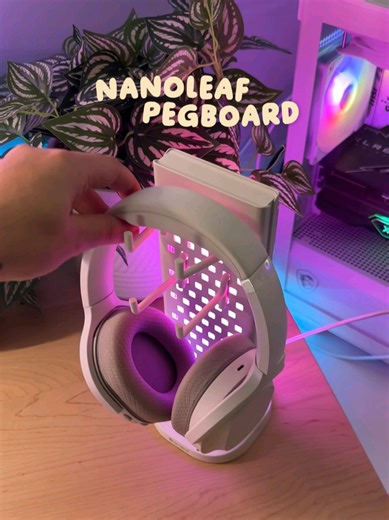 unboxing & setting up my new @NanoLeaf Pegboard 📦🎧 a little 3-in-1 desk setup upgrade to hang accessories and peripherals, on top of syncing RGB effects to whatever i'm listening to or playing ☺️ it also comes in Black in case you have a darker theme to your setup 😎 i'll leave it linked 🔗 #desksetup #gamingsetup #pcgaming #deskspace #cleansetup