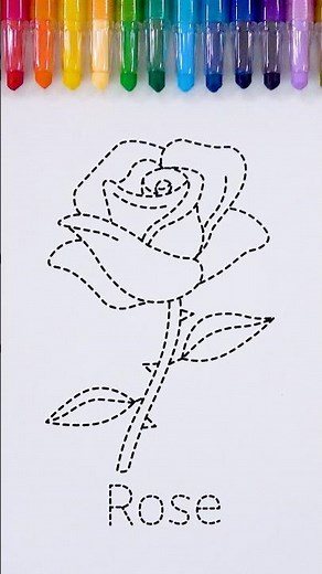 장미🌹점선 그림 선을 따라서 그리고 색상펜으로 색칠하기 | Rose Dotted Line Drawing and Coloring #flower #howtodraw #장미그림그리기