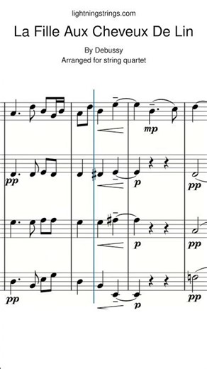 Debussy - La Fille Aux Cheveux De Lin | String Quartet Sheet Music | lightningstrings.com