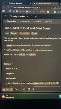 LeetCode 3658 | GCD of Odd and Even Sums | Daily Challenge Solution | Easy Explanation #leetcode