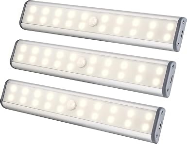 LED Schrankbeleuchtung mit Bewegungsmelder, LED Sensor Licht 20 LED Kleiderschrank Lampen Unterbauleiste Beleuchtung Küchenleuchte, Nachtlicht Schranklicht Stick-On Magnetstreifen (Warmweiß Licht)