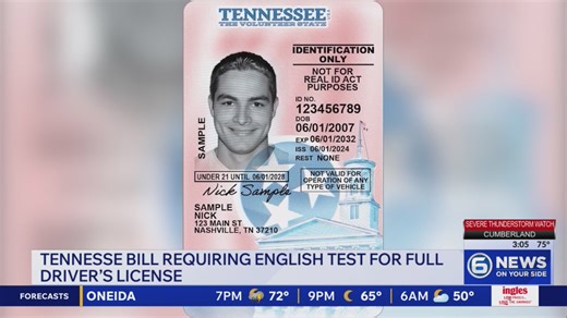 Tennessee bill would require English test for full driver’s license