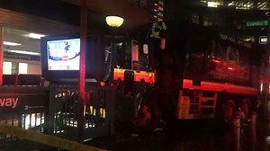 Garbage truck crashes into Columbus Circle subway station, driver flees