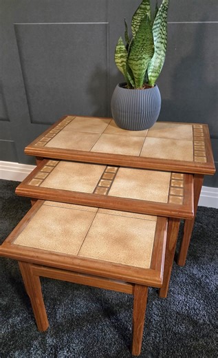 Vintage Mid Century Tile Top Nesting Tables Set of 3 Retro Ceramic Side Tables - Etsy