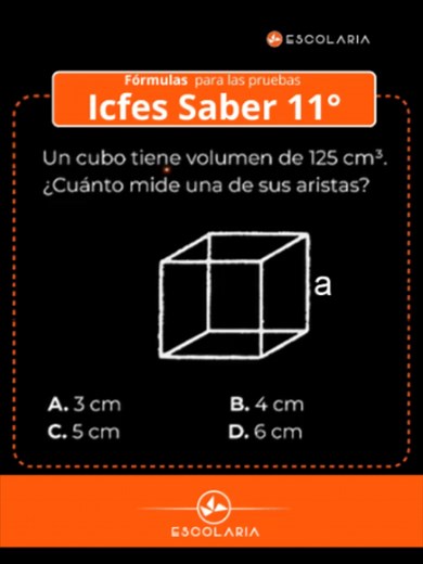Volumen de un cubo y longitud de la arista – Ejercicio ICFES Saber 11°