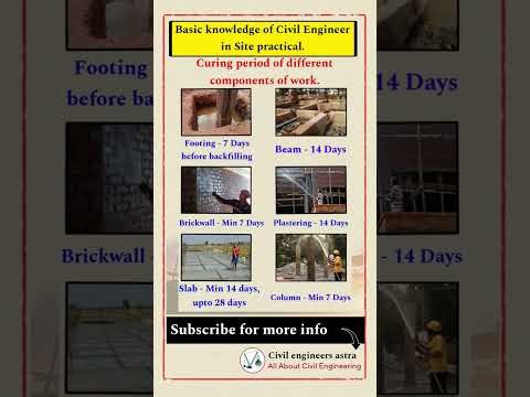 Basic knowledge of civil engineering || Curing period of different components of work ||