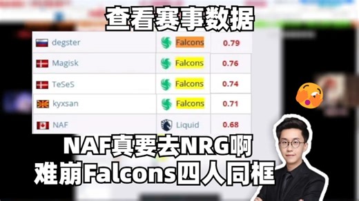【玩机器】玩机器看赛事数据，难绷Falcons四人同框，NIKO真难啊，NAF倒数第一真要去NRG了！