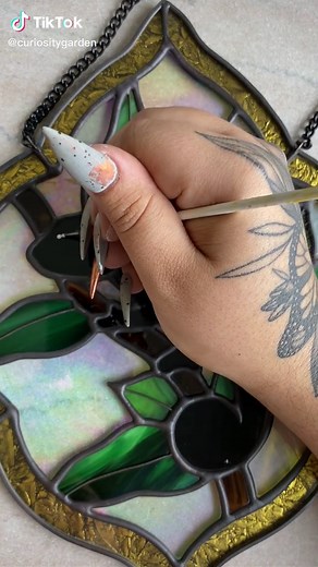 Chameleon Skeleton Stained Glass Panel | Artistic Handmade Masterpiece