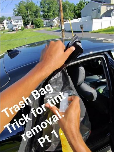 Easy trick to remove Rear window Tint with a trash Bag! NO STEAMER NEEDED. NO GLUE LEFT BEHIND! DIY