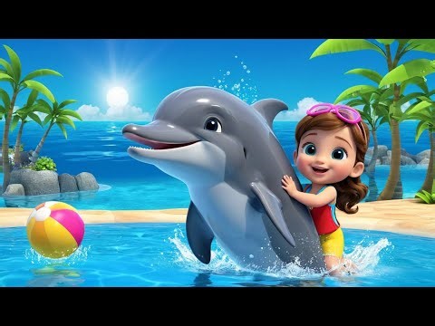 🐬 Dolphin Teaches Swimming | 3D Animated Nursery Rhyme for Kids