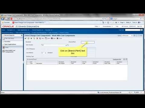 Accessing Enter Change Cost Components - JDE E1 91 - Product Costing