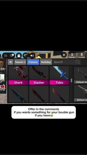 PLEASE COMMENTER I NEED THIS MY INVENTORY IS KINDA HOMELESS I LIVE IN MM2 I WANNA HELP MY INVENTORY
