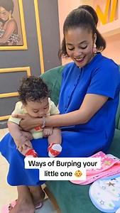 Ways of burping a baby. 1;Over your shoulder With your baby's chin resting on your shoulder, support the head and shoulder area with one hand, and gently rub and pat your baby's back. 2; Lying across your lap Lie your baby across your lap face down. Supporting their chin (do not put any pressure on the throat area), use your free hand to gently rub or pat your baby's back 3; Just like tummy time,place your baby over a nursing pillow lying across and rub your baby's back gently to burp. #burping 