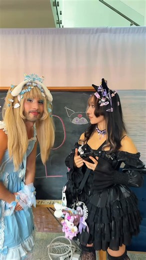 Stella Chuu on Instagram: "Wish me and sewing machines luck. All of the Sanrio outfits for @bbnomula and @vanilllamace were curated pieces. Wigs were styled and Hello Kitty apron were handmade by @Zerggiee Makeup by @Sollycos and @baileykdelong Look forward to next week! Sailor Moon Sailor Scouts!"