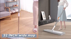 Microfiber Flat Mop 32 in Large Mops for Floor Cleaning Commercial Dust Dry Wet Mops on Hardwood Floors with 4 Washable Pads Aluminium Telescopic Long Handle Floor Cleaning Tools