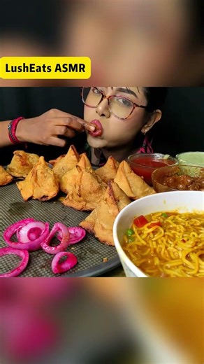 ASMR:Eating Giant Samosa & Masala Maggie Challenge Indian Street Food Mukbang #shorts #youtubeshorts