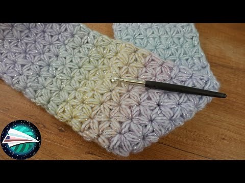 Star Pattern Scarf | Crocheted Glitter Scarf | Crocheting Gifts | Crocheting for Beginners