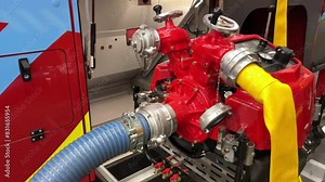 State-of-the-Art Fire Truck Pump Panel: Exploring the Advanced Control Hub for Firefighting Operations Stock Video