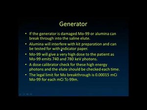 Nuclear Medicine: Generator /Gamma camera QC and QA /Dose Calibrator /Image Quality /Image artefacts