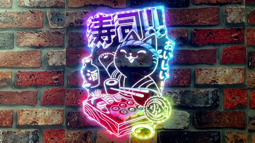 Sushi Cat Japanese Food Open RGB Dynamic Glam LED Sign - Cut-to-edge Shape - Smart 3D Wall Decoration - Multicolor St06-fnd-i0210-c - Etsy