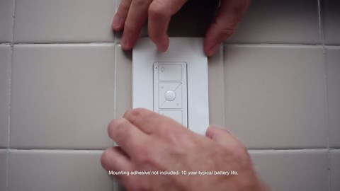 Lutron Paddle Pico Remote for Caseta Smart Dimmers/Switches, On/Off Control, for Table Top or Wallmount Use, PJ2-P2B-GWH, White