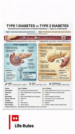 Type 1 vs Type 2 Diabetes (Simple Explanation)