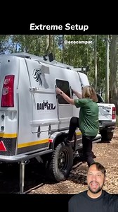 This little travel trailer looks like a van from the back it’s got a rear hatch that kicks up a tray of flips down. It’s got living space on the inside and solar panels that flip up for maximum solar gain. Ecocampor #camper #camping #trailerlife | New Jersey Outdoor Adventures with Patrick