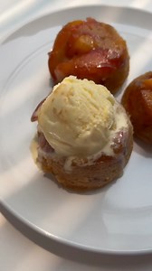 Peach season is almost upon us! 🍑 Save this easy Fresh Peach Dessert Idea! Mini Peach Upside Down Cakes are easy, quick, and delicious! A soft and moist spiced cake topped with fresh peaches. The perfect summer dessert! Serve warm with a scoop of ice cream! Get the recipe in the comments and follow Chef Savvy for more mini dessert ideas! | Chef Savvy