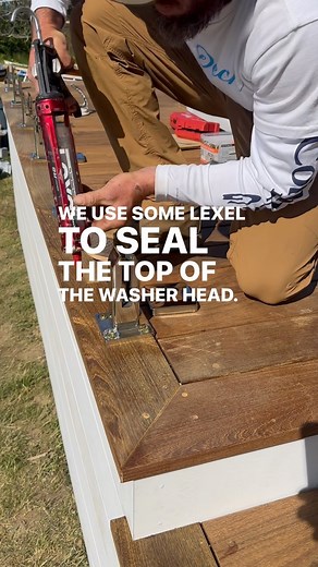 Installing stainless spigots for frameless glass railing if you’re not using stainless lag bolts some extra protection for the fastener coating is good practice. #railing #tips #howto #deck #deckbuilding #build | Ravin Builders