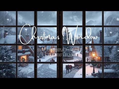 Christmas Window | Christmas Ambience | Snow and Fireplace Ambience | Projector Window