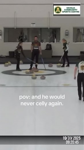 nice celly @lucas_sock ! didn’t know falling over was a new way to celebrate a win! #fail #curling #funny | Team Richards